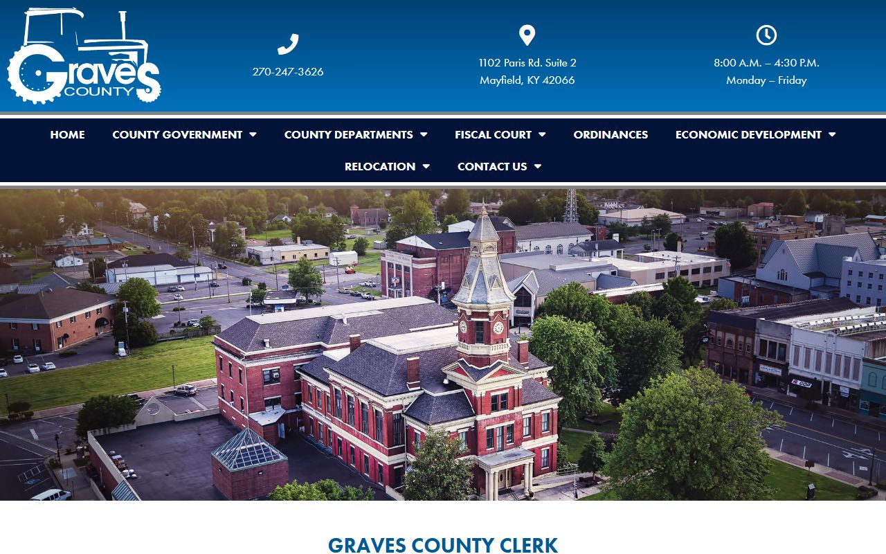 Graves County Kentucky Clerk office in Mayfield