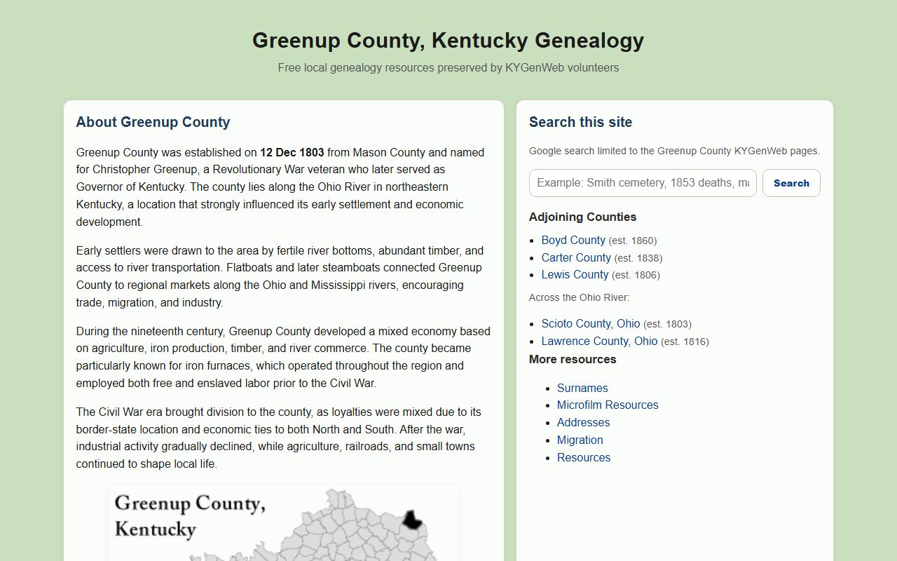 Greenup County Public Library genealogy resources