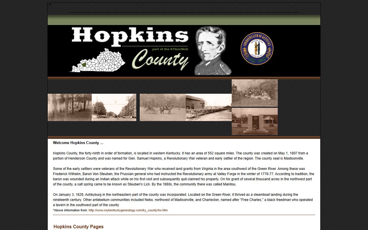 Hopkins County online death records search interface