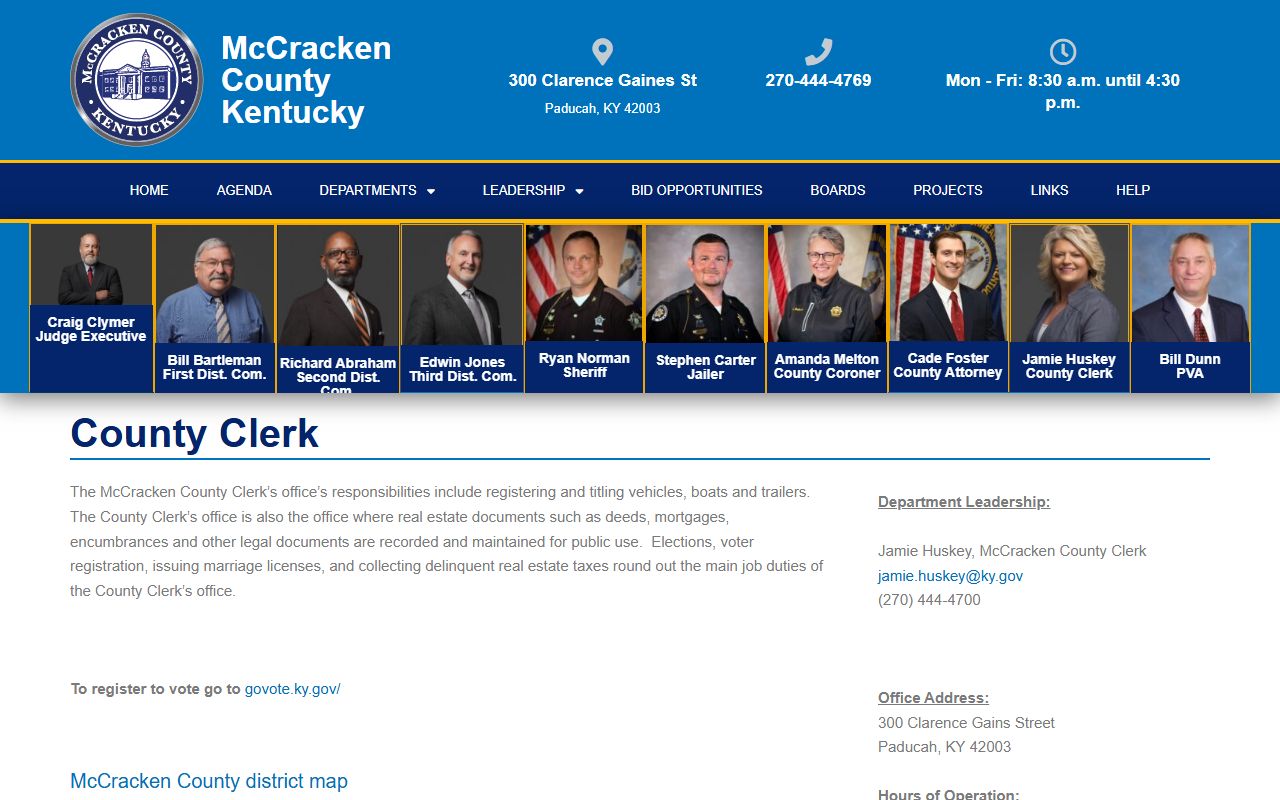 McCracken County Kentucky Clerk office for obituary and death records