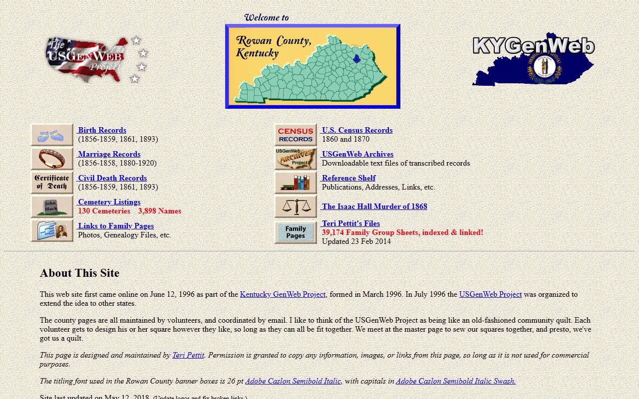 Rowan County Kentucky Public Library genealogy and obituary resources