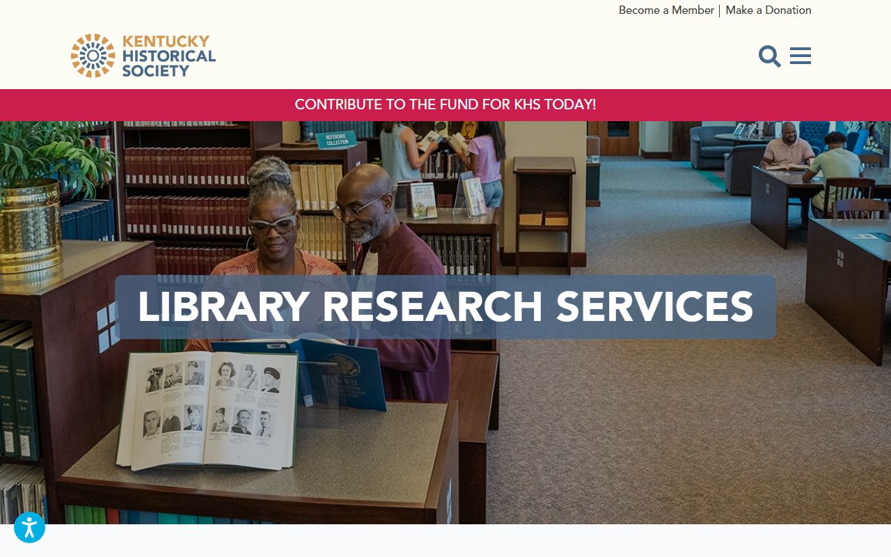 Kentucky Historical Society library research services page